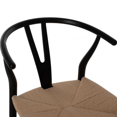 DINING CHAIR BRAVE HM8695.03 BEECH WOOD IN BLACK-BEIGE ROPE 48x55x73,5Hcm.