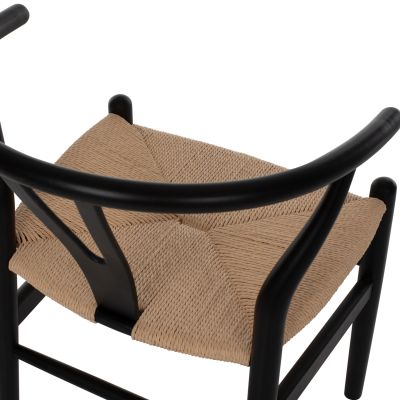 DINING CHAIR BRAVE HM8695.03 BEECH WOOD IN BLACK-BEIGE ROPE 48x55x73,5Hcm.