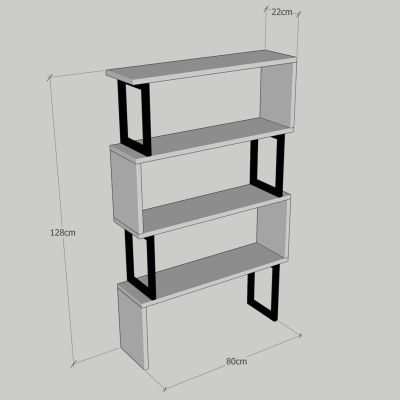 ЕТАЖЕР ЗА КНИЖА ОТ ОРЕХ С ЧЕРНА РАМКА HM8867.01 80x22x128см.