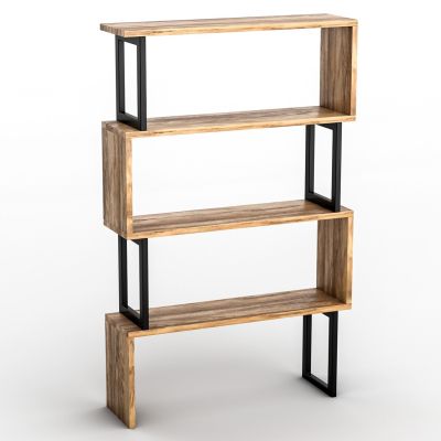 ЕТАЖЕР ЗА КНИЖА ОТ ОРЕХ С ЧЕРНА РАМКА HM8867.01 80x22x128см.