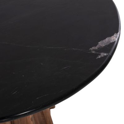 ТРАПЕЗНА МАСА КРЪГЛА DRAXX HM9687 АКАЦИЕВО ДЪРВО МАСИВ-ЧЕРЕН МРАМОР ПЛОТ Φ120x76Hcm.