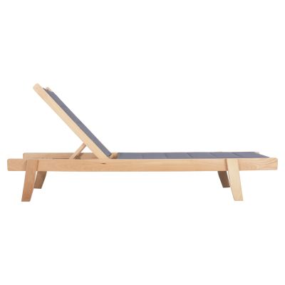 BEACH LOUNGER MILOS HM10650.02 BEECH WOOD IN NATURAL-GREY TEXTILENE CUSHION COVER 204x65x31,5-92,5Hcm.