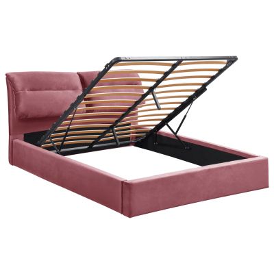 DOUBLE BED & MATTRESS KENDRA HM10830.02 DUSTY PINK VELVET WITH STORAGE SPACE--FOR 160x200cm