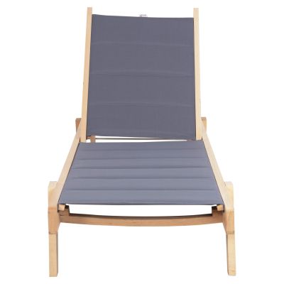 BEACH LOUNGER MILOS HM10650.02 BEECH WOOD IN NATURAL-GREY TEXTILENE CUSHION COVER 204x65x31,5-92,5Hcm.