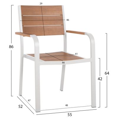 OUTDOOR DINING SET TABER HM10737.01 TABLE & 6 DINING CHAIRS-ALUMINUM & POLYWOOD--WHITE