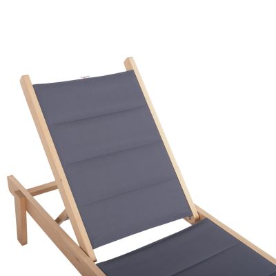 BEACH LOUNGER MILOS HM10650.02 BEECH WOOD IN NATURAL-GREY TEXTILENE CUSHION COVER 204x65x31,5-92,5Hcm.