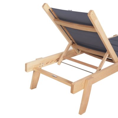 BEACH LOUNGER MILOS HM10650.02 BEECH WOOD IN NATURAL-GREY TEXTILENE CUSHION COVER 204x65x31,5-92,5Hcm.