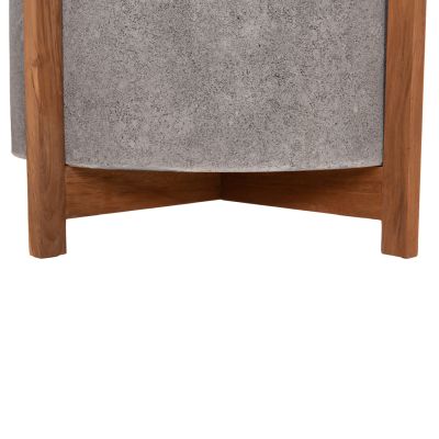 INDOOR POT HOFF HM4682.03L FIBER CEMENT IN GREY--TEAK BASE Φ50x35Hcm