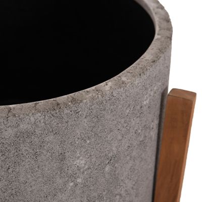 INDOOR POT HOFF HM4682.03L FIBER CEMENT IN GREY--TEAK BASE Φ50x35Hcm