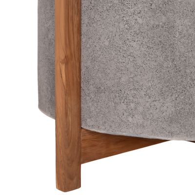 INDOOR POT HOFF HM4682.03L FIBER CEMENT IN GREY--TEAK BASE Φ50x35Hcm