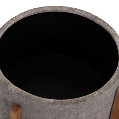 INDOOR POT HOFF HM4682.03L FIBER CEMENT IN GREY--TEAK BASE Φ50x35Hcm
