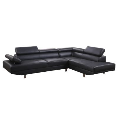Ъглов десен диван Goro 270x200x87см-черен PU