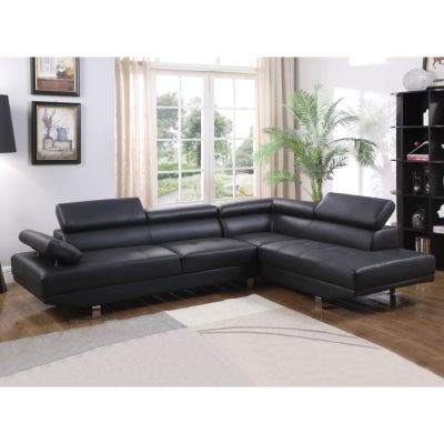 Ъглов десен диван Goro 270x200x87см-черен PU