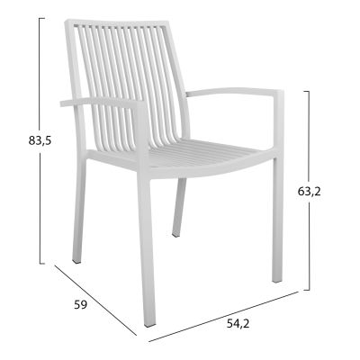 DINING CHAIR BRONCA HM5130.01 WHITE ALUMINUM 54,2x59x83,5Hcm.