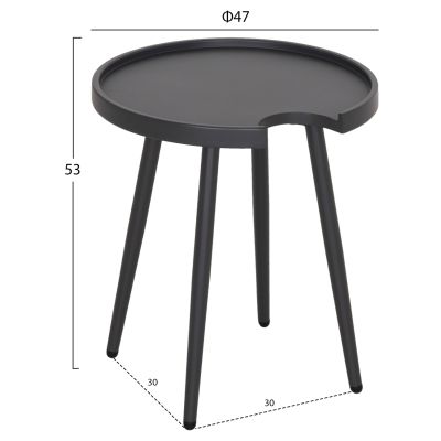 OUTDOOR ROUND SIDE TABLE TEROC HM6433.01 ALUMINUM IN GREY Φ47x53Hcm.
