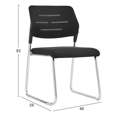 VISITORS' CHAIR TRABBEL HM1211.01 BLACK MESH FABRIC--METAL LEGS 49x59x82Hcm.