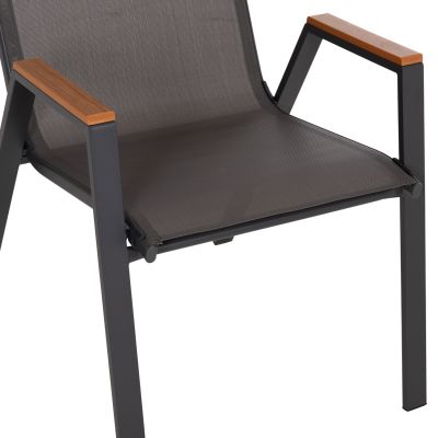 OUTDOOR ARMCHAIR LEONE HM6429.01 GREY METAL FRAME-GREY TEXTILENE 55x74x90Hcm.