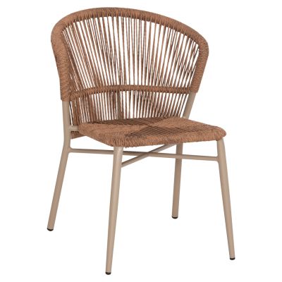 ALUMINUM DINING CHAIR LYNN HM6267.03 CAPPUCCINO FRAME-P.E. RATTAN IN NATURAL COLOR 57x62x78Hcm.