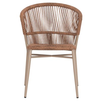 ALUMINUM DINING CHAIR LYNN HM6267.03 CAPPUCCINO FRAME-P.E. RATTAN IN NATURAL COLOR 57x62x78Hcm.