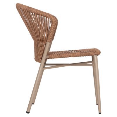 ALUMINUM DINING CHAIR LYNN HM6267.03 CAPPUCCINO FRAME-P.E. RATTAN IN NATURAL COLOR 57x62x78Hcm.