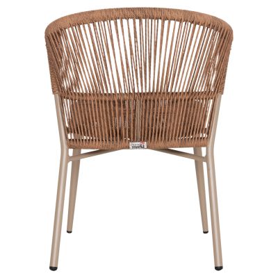 ALUMINUM DINING CHAIR LYNN HM6267.03 CAPPUCCINO FRAME-P.E. RATTAN IN NATURAL COLOR 57x62x78Hcm.