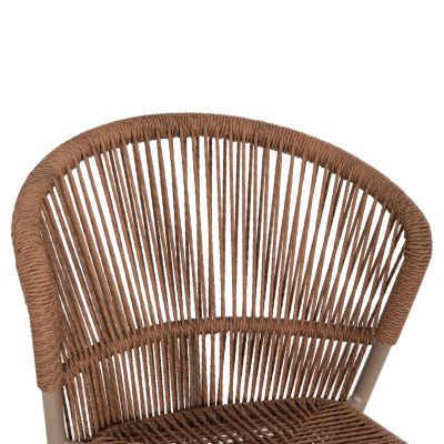 ALUMINUM DINING CHAIR LYNN HM6267.03 CAPPUCCINO FRAME-P.E. RATTAN IN NATURAL COLOR 57x62x78Hcm.