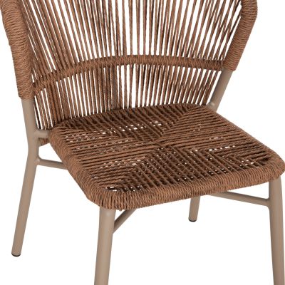 ALUMINUM DINING CHAIR LYNN HM6267.03 CAPPUCCINO FRAME-P.E. RATTAN IN NATURAL COLOR 57x62x78Hcm.