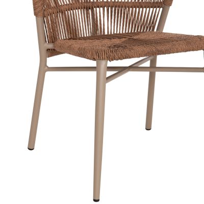 ALUMINUM DINING CHAIR LYNN HM6267.03 CAPPUCCINO FRAME-P.E. RATTAN IN NATURAL COLOR 57x62x78Hcm.