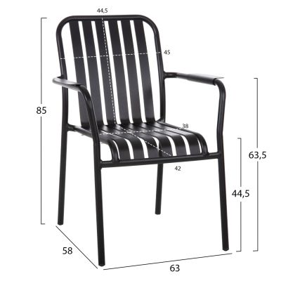 ALUMINUM ARMCHAIR RACHEL HM6088.01 BLACK 63x58x85Hcm.