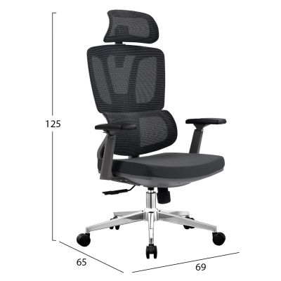 OFFICE CHAIR TASKMASTER HM1216.01 BLACK MESH FABRIC--CHROMED BASE 69x65x125Hcm.