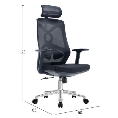 OFFICE CHAIR FLEXORA HM1213.01 BLACK MESH FABRIC--CHROMED BASE 60x63x125Hcm.