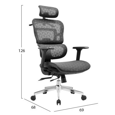 OFFICE CHAIR MODEN HM1215.01 BLACK MESH FABRIC--CHROMED BASE 68x69x126Hcm.