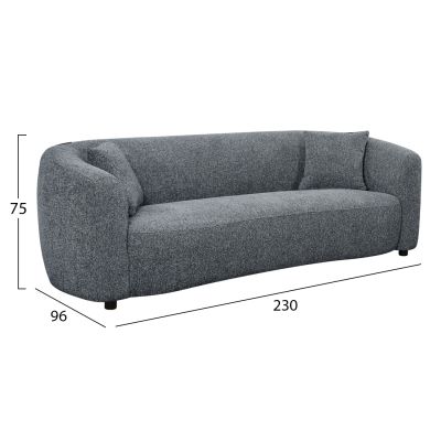 SOFA 3-SEATER NORD HM3321.01 GREY FABRIC 230x96x75Hcm.
