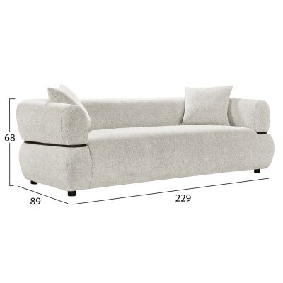 SOFA 3-SEATER ARCTIS HM3327.02 LIGHT BEIGE FABRIC 229x88x68Hcm.