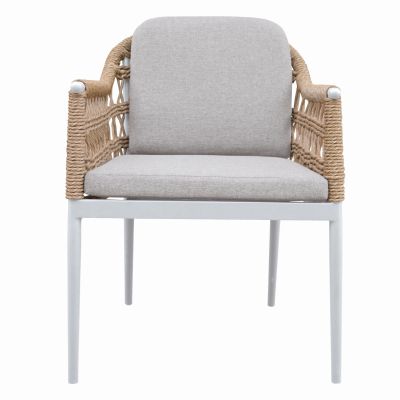 DINING CHAIR BOXER HM6556.02 ALUMINUM & CUSHIONS IN BEIGE--TWIST WICKER 61x59x78.5Hcm.