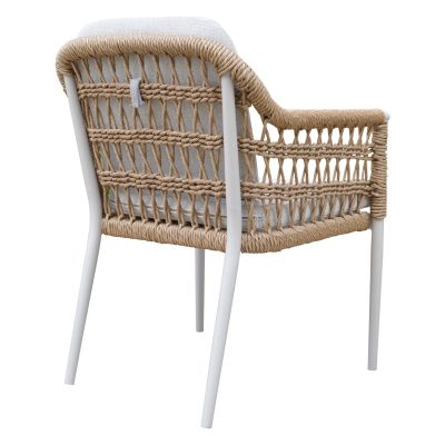 DINING CHAIR BOXER HM6556.02 ALUMINUM & CUSHIONS IN BEIGE--TWIST WICKER 61x59x78.5Hcm.