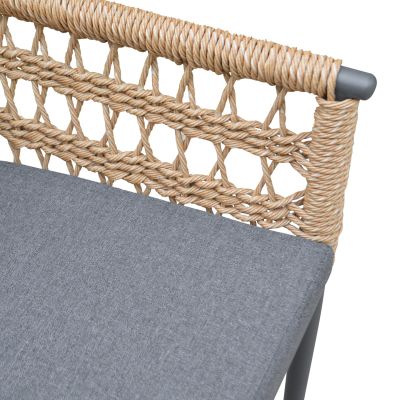 DINING CHAIR BOXER HM6556.01 ALUMINUM & CUSHIONS IN GREY--TWIST WICKER 61x59x78.5Hcm.