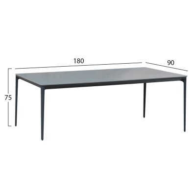 DINING TABLE STAD HM6557.01 GREY ALUMINUM FRAME & SINTERED STONE TOP 180x90x75Hcm.