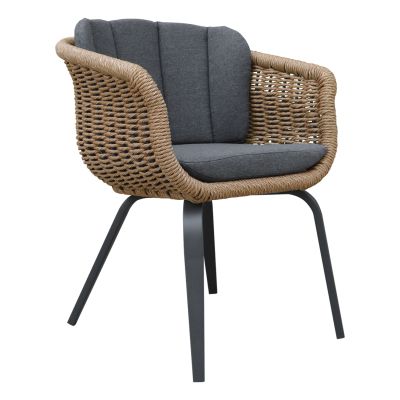 DINING CHAIR VICTUS HM6559.01 ALUMINUM & CUSHIONS IN GREY--TWIST WICKER 59x68.5x75Hcm.