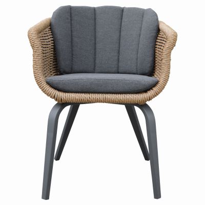 DINING CHAIR VICTUS HM6559.01 ALUMINUM & CUSHIONS IN GREY--TWIST WICKER 59x68.5x75Hcm.