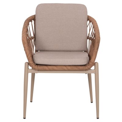 ALUMINUM ARMCHAIR GALDIN HM6272.03 CAPPUCCINO FRAME-BEIGE CUSHIONS--P.E. RATTAN 65x60x76Hcm