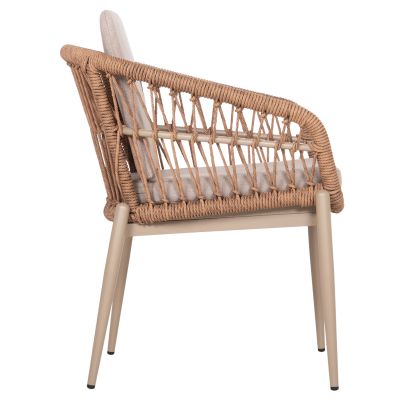 ALUMINUM ARMCHAIR GALDIN HM6272.03 CAPPUCCINO FRAME-BEIGE CUSHIONS--P.E. RATTAN 65x60x76Hcm