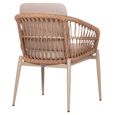 ALUMINUM ARMCHAIR GALDIN HM6272.03 CAPPUCCINO FRAME-BEIGE CUSHIONS--P.E. RATTAN 65x60x76Hcm