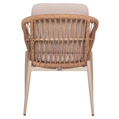 ALUMINUM ARMCHAIR GALDIN HM6272.03 CAPPUCCINO FRAME-BEIGE CUSHIONS--P.E. RATTAN 65x60x76Hcm