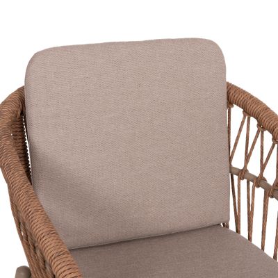 ALUMINUM ARMCHAIR GALDIN HM6272.03 CAPPUCCINO FRAME-BEIGE CUSHIONS--P.E. RATTAN 65x60x76Hcm