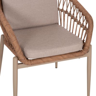 ALUMINUM ARMCHAIR GALDIN HM6272.03 CAPPUCCINO FRAME-BEIGE CUSHIONS--P.E. RATTAN 65x60x76Hcm