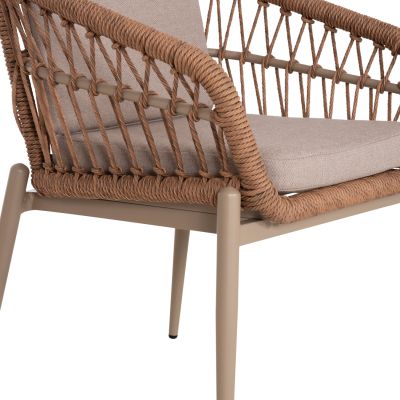 ALUMINUM ARMCHAIR GALDIN HM6272.03 CAPPUCCINO FRAME-BEIGE CUSHIONS--P.E. RATTAN 65x60x76Hcm
