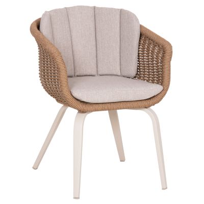 DINING CHAIR VICTUS HM6559.02 ALUMINUM & OLEFIN IN BEIGE--TWIST WICKER 60x62x76Hcm.