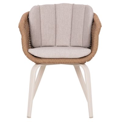 DINING CHAIR VICTUS HM6559.02 ALUMINUM & OLEFIN IN BEIGE--TWIST WICKER 60x62x76Hcm.