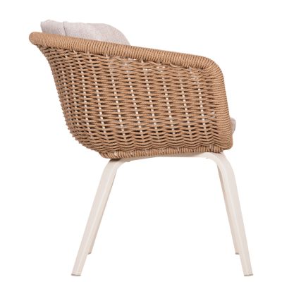DINING CHAIR VICTUS HM6559.02 ALUMINUM & OLEFIN IN BEIGE--TWIST WICKER 60x62x76Hcm.